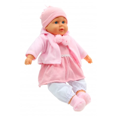 Lalka BOBAS z dźwiękiem, różowe ubranko futerko 46 cm Mówi śpiewa po Polsku