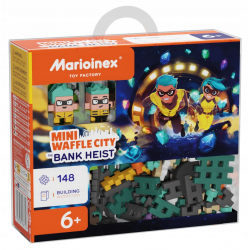 Polskie klocki MINI WAFFLE CITY NAPAD NA BANK 148 EL. Marioinex. +4 ludziki