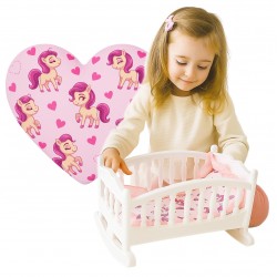 DUŻA Biała KOŁYSKA KUCYKI Łóżeczko 45cm dla lalki lalek POŚCIEL Produkt PL