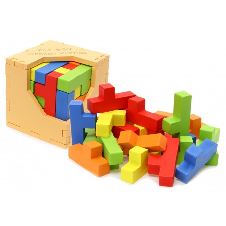 Drewniana KOSTKA LOGICZNA Klocki Układanka. DREWNO Dla dzieci i dorosłych