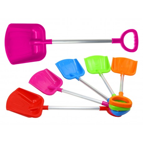 Duża SOLIDNA POLSKA Łopata Łopatka RÓŻOWA do piasku 61cm METALOWA RĄCZKA ALUMINIUM