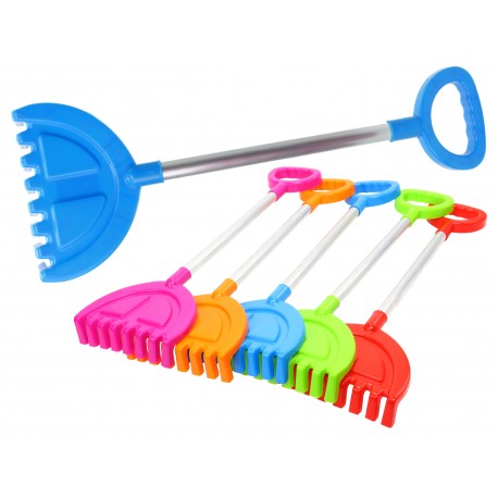 Duże SOLIDNE GRABIE GRABKI NIEBIESKIE do piasku 58cm METALOWA RĄCZKA ALUMINIUM Prod PL