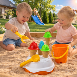 POLSKI Zestaw do piasku Wiaderko łopatka LODY - FOREMKI do lodów Lodziarnia