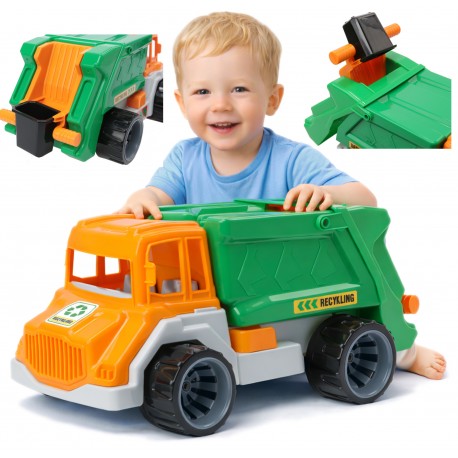 AUTO ŚMIECIARKA 35cm FUNKCYJNY KONTENER Techno Smart. PRODUKT POLSKI JAKOŚĆ ZIELONA