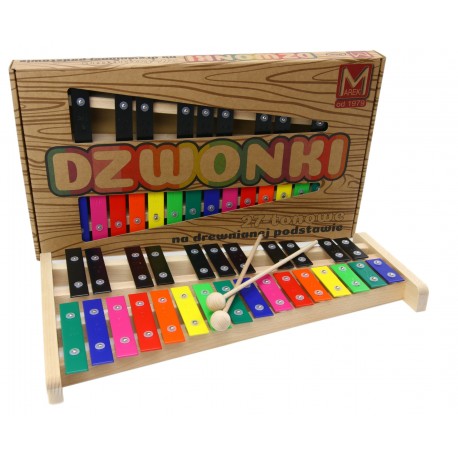 MAREK CYMBAŁKI 27 TONOWE Dzwonki Chromatyczne 42cm DREWNO  Produkt PL KOLOR