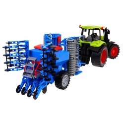 TRAKTOR Ciągnik z Siewnikiem i Agregatem uprawowym zielony